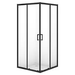 Душова кабіна Cersanit Brasco 90x90 см квадратна розсувна прозоре скло на дрібному піддоні black S601-229, прозорий, чорний