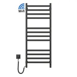 Электрический полотенцесушитель Navin Авангард 480x1200 Sensor с Wi-Fi, левостороннее с таймером, черный муар 12-112033-4880, Черный матовый, Левое, Электронный