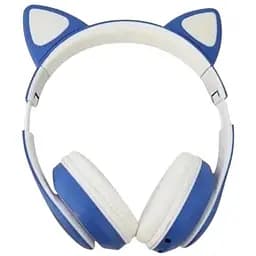 Навушники бездротові Cat ear VZV-24M Bluetooth з різнокольоровим LED підсвічуванням та котячими вушками Сині