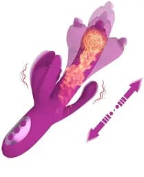 Вібратор-кролик I’MCUM Triple Bunny 10 режимів вібрації 7 режимів нагріву Функція обертання Темно-фіолетовий (7970379617736)