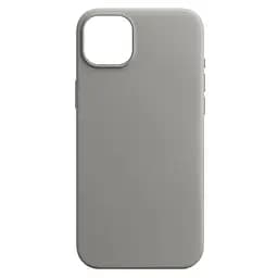 Кожаный чехол-панель для Apple iPhone 15 Plus, FAKE Leather Case, серый, искусственная кожа, премиальный, противоударный, защита всего корпуса, с мягкой подкладкой, поддержка MagSafe и беспроводной зарядки, ArmorStandart (ARM76295)