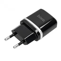 Мережевий зарядний пристрій 2USB Hoco C12 2.4A Black + USB Cable iPhone 6 - мініатюра 2