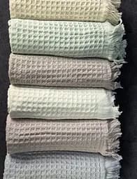 Набір рушників для обличчя з льону 6 шт. 50х90 см L&M Home Textiles XT-517-144 вафельні рушники пастельні кольори в наборі - мініатюра 5