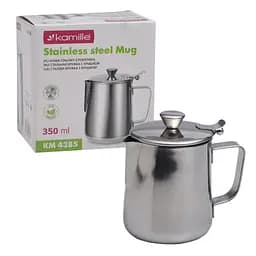 Молочник із нержавіючої сталі з кришкою KM 4385 – 350 мл, Kamille Сріблястий 87475