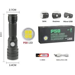 Ручний ліхтар Bailong BL-611-P50 CREE XHP50 акумуляторний світлодіодний 18650 - мініатюра 8
