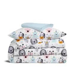 Дитяча постільна білизна в ліжечко SAFARI ANIMALS CS13, рожевий (AnimalsFaceRoseGrey_58LightBlue_140)