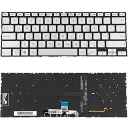 Клавіатура для ноутбука ASUS (UX434 series) ukr, ice-silver, без фрейма, підсвічування клавіш (ОРИГІНАЛ)