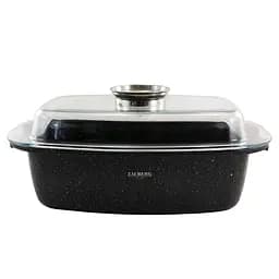 Гусятница индукционная 5.5 л с крышкой из жаропрочного стекла и аромаручкой с мраморным покрытием, Zauberg Черный 87598