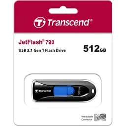 USB флеш накопичувач Transcend 512GB JetFlash 790 Black USB 3.1 (TS512GJF790K) - мініатюра 4