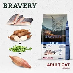 Сухий корм для котів Bravery Herring Adult Cat з оселедцем 600 г - мініатюра 4