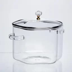 Каструля скляна Yiwu HP-34-41 шестигранна 3.5 л з кришталевою ручкою для варіння та тушкування