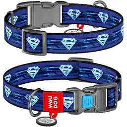 Нашийник Waudog Nylon з QR паспортом малюнок Супермен 1 пластикова пряжка-фастекс Розмір S