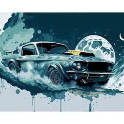 Набор для росписи по номерам Strateg Ночной мустанг на черном фоне 40 х 50 см (AH1227-15)