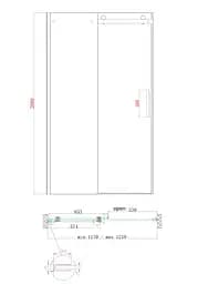 Двері в нішу Koer SR SD01-120x200-TR-02 прозоре скло Easy Clean 8 мм, нікель KR5379, універсальні, прозорий, нержавіюча сталь - мініатюра 4