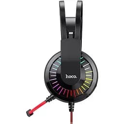 Наушники игровые с подсветкой Hoco W105 LED Joyful Gaming Headphones черно красные