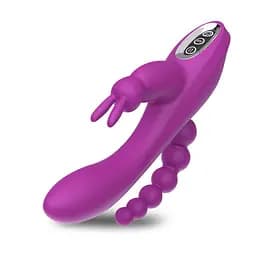 Вагінально-анальний вібратор Super Rabbit з 12 режимами вібрації для жінок 20 см фуксія