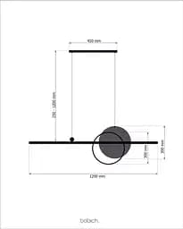 Підвісний стельовий світильник Babich Studio Mid G-1200 Black (RAL 9005) - мініатюра 4