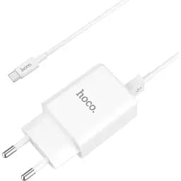 Блок-адаптер живлення Hoco C62A Victoria з кабелем Type-C 2USB 2.1А білий