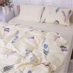 Простирадло MirSon Сатин 22-1351 Feathers 240х220 см бежеве