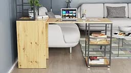 Стіл-тумба трансформер Смарт 3/2 з етажеркою Ferrum-decor 1430x1450x600 Чорний метал ДСП Дуб Артизан 16 мм (FRD-105121) - мініатюра 9