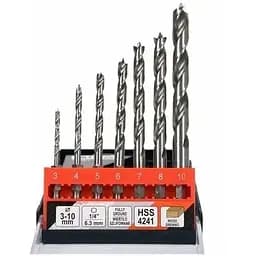 Сверла по дереву спиральные Yato Ø3 4 5 6 6 7 8 8 10 мм хвостовик-HEX 1/4" HSS 4241, 7 шт. (YT-33873)