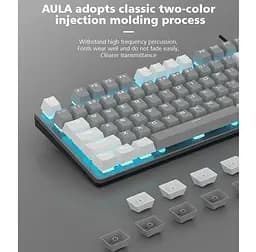 Клавиатура игровая механическая Aula Mechanical F-3287 White-Grey Keycap KRGD Blue - мініатюра 4