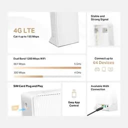 Маршрутизатор MB130-4G AC1200, 4G/LTE, 1xFE LAN, 1xFE WAN Mercusys teh0017303 - мініатюра 7