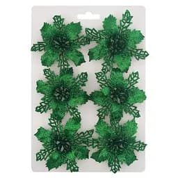 Ялинкова іграшка MIS LT Квітка Різдвяник міні 9х9х2 см набір 6 шт зеленый