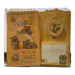 Дитячий блокнот Капібара із наліпками, стікерами для записів та тримачем для ручки жовтий (25-SS197)