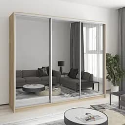 Шкаф-купе трехдверный MebelStar Уни AL 3 Зеркала 250x60x210 см Дуб сонома (MBS-3123)