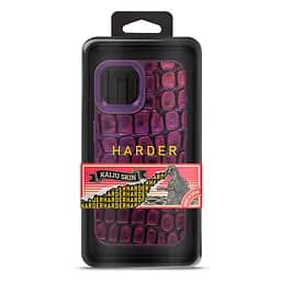 Кожаный чехол для Apple iPhone 15, Harder Kaiju Skin, фиолетовый, термополиуретан ТПУ + экокожа с эффектом текстуры монстра, панель, защита корпуса, противоударный, микрофибра, рамка вокруг камеры, защита всего корпуса, (ARM76836) - мініатюра 3