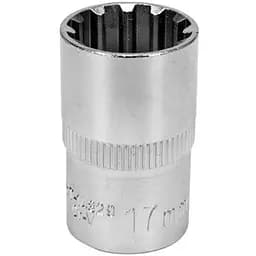 Головка торцева Yato квадрат 1/2" Spline M17 мм L= 38 мм CrV (YT-14829)