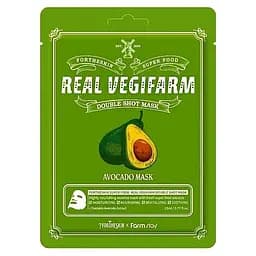 Тканевая маска для лица Fortheskin Super Food Real Vegifarm Double Shot Mask Olive Олива, 23 мл