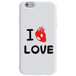 Чехол-накладка Toto Pure TPU 2 mm Print Case Apple iPhone 6/6s #42 Love Heart White