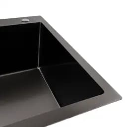 Кухонна мийка Platinum Handmade HSB з нержавіючої сталі 1.2 мм квадратний сифон 70x50x23 см чорна - мініатюра 3