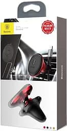 Автотримач Baseus Magnetic Air Vent Car Mount Holder with cable clip Red - мініатюра 6