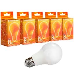 Набор светодиодных ламп Евросвет 8 Вт 4200 К A-8-4200-27 Е 27, 5 шт. (58709)