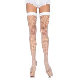 Чулки Leg Avenue Fishnet Thigh Highs White One size