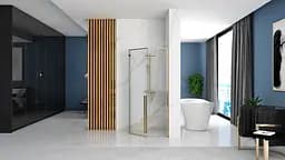 Душова кабіна Rea Diamond 90x90 gold REA-K4904, Золотий, Універсальна, прозорий - мініатюра 3