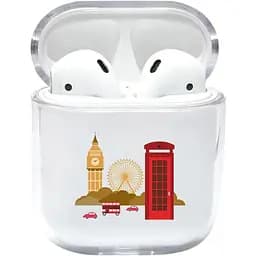 Прозорий силіконовий чохол Apple AirPods із малюнком - Серце Британії (KAP1145)