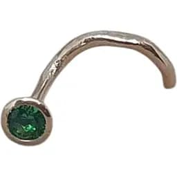 Золота сережка-пірсинг Dear в ніс Dear с фіанітом. 1023.1 Зелений