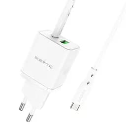 МЗП Borofone BN7 PD20W+QC3.0 (1USB-A/1C) + кабель Type-C to Type-C White - мініатюра 5