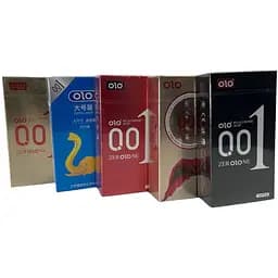 Набор презервативов Olo Blue Elephant 10 шт. + пролонгирующие 10 шт. + ультратонкие 10 шт. + Red возбуждающие 10 шт. + 0.01 с точками 10 шт. (ROZ6501052026)