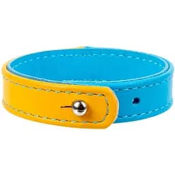 Браслет Waudog Family Colors of freedom, кожа, 21-23х1,5 см, желтый с голубым