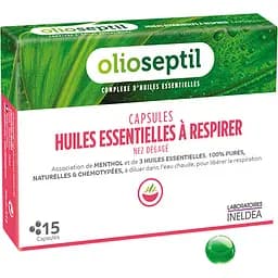 Капсули для інгаляцій Olioseptil ментол та ефірні олії евкаліпта, сосни та чебрецю 15 капсул