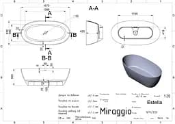 Ванна Miraggio ESTELLA (0001032) Mirasoft | Матова | Окремостояча | Біла - мініатюра 2