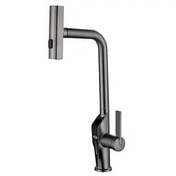 Змішувач для кухні з висувним виливом Mixxus Falcon 014 4 режими з індикатором температури graphite MI6839 Графіт