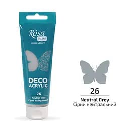 Акрил для декору Сірий нейтральний (26) матовий 75 мл Rosa Talent