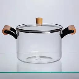 Каструля скляна Yiwu HP-34-109 4.5 л з кришкою, діаметр 20 см, боросилікатне скло для готування