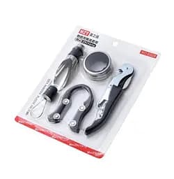 Набор аксессуаров для вина (штопор, пробка для вина, нож для снятия фольги, насадка-аэратор, кольцо от капель) 88297